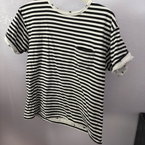 UNIFORM EXPERIMENT x FRAGMENT sz 1 S Reversible Tshirt White Striped Black Star - Picture 5 of 13